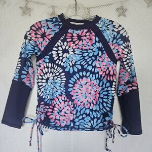 Grace Karin Girl 10Y Floral Rash Guard UPF50 Long Sleeve Tie Side Waist Swim Top